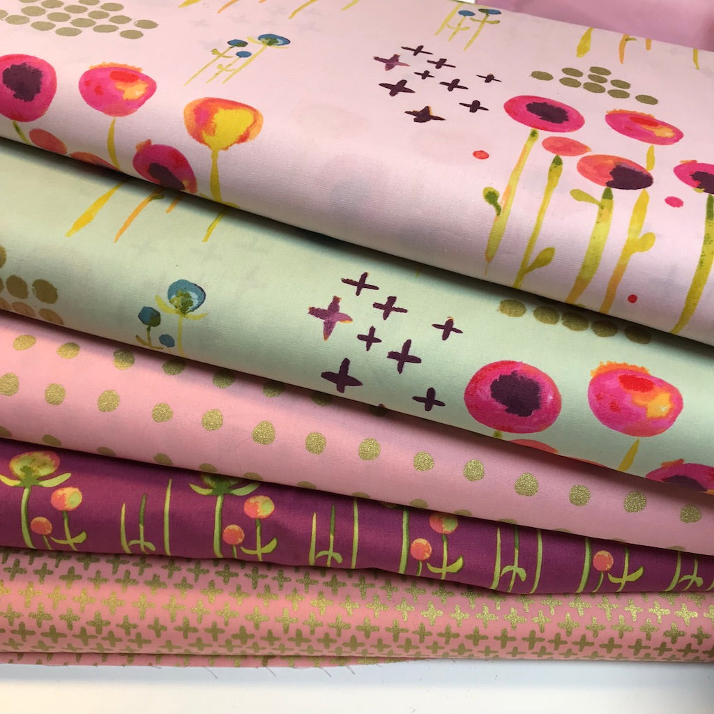 Haiku 2 - Poem Petal Poplin - Green/gold