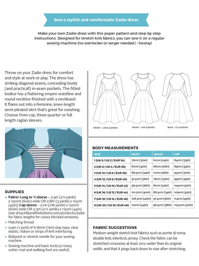 Tilly And The Buttons - Zadie Dress - Craftyangel