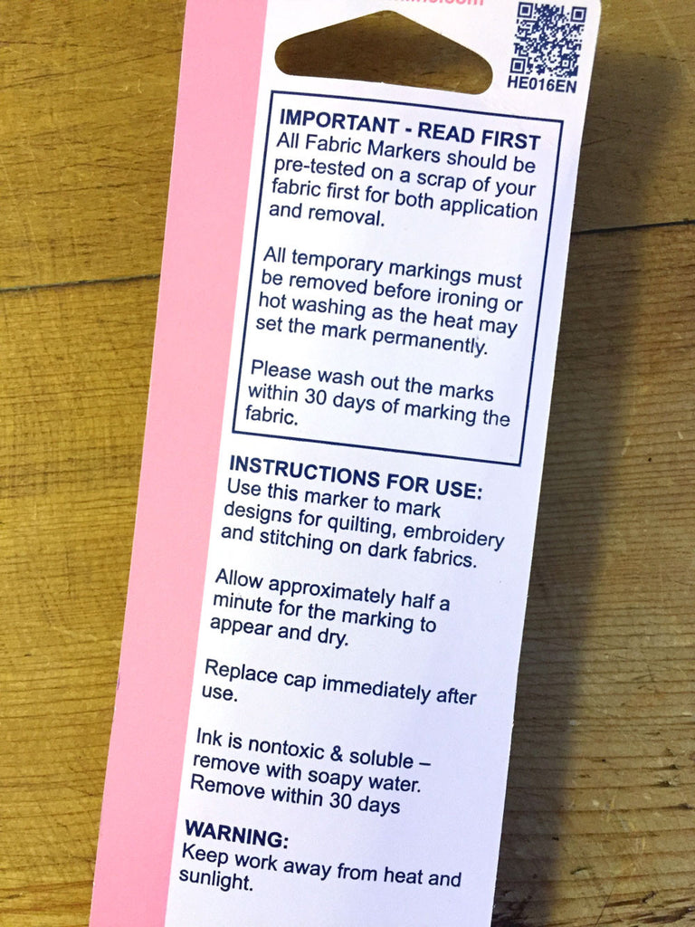 Fabric Marking Pen - Wash out for dark fabric - Craftyangel