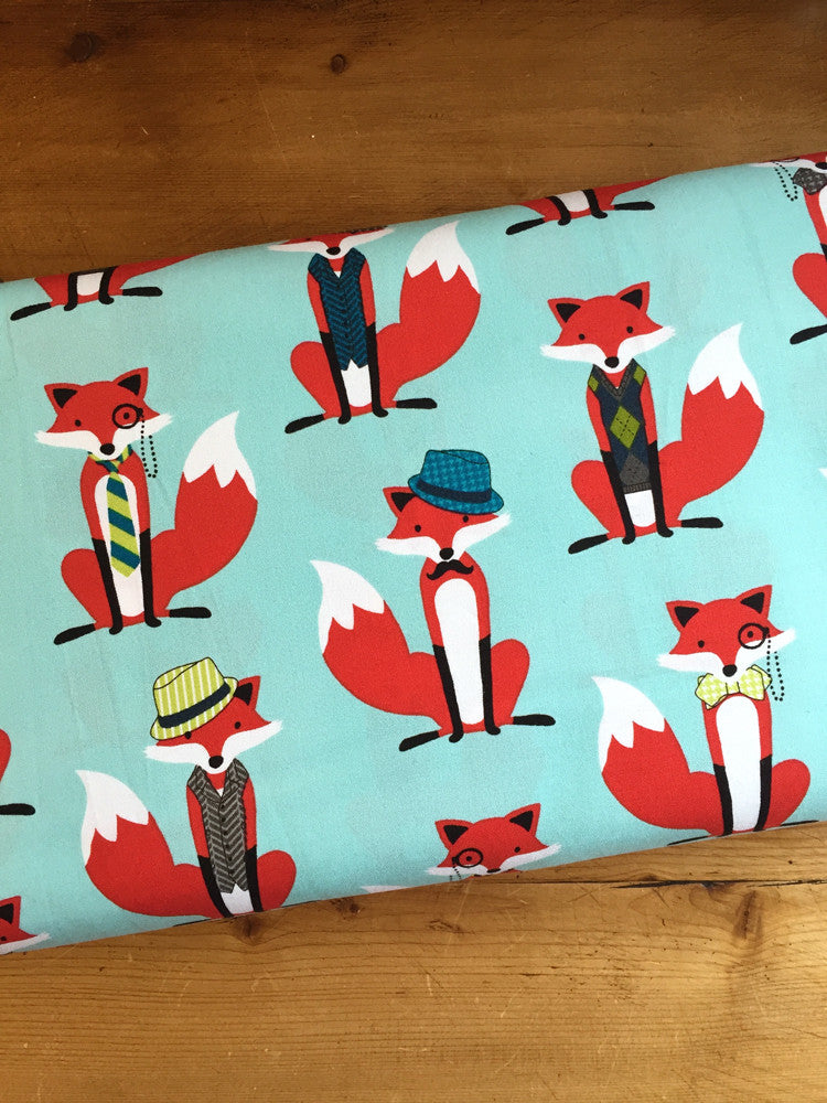 Fox and Houndstooth - Aqua - Craftyangel