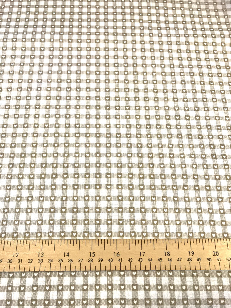 Hearts - Scandi Check basics - Cream - Craftyangel