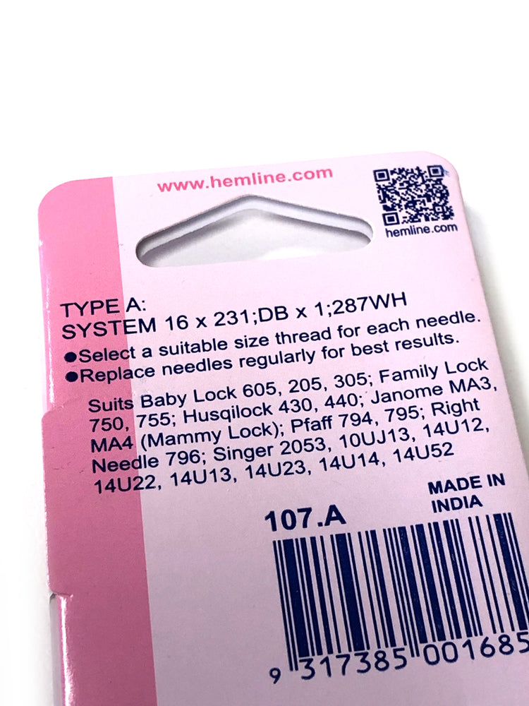 Overlocker/Serger Machine Needles - Type A 80/12 - Craftyangel