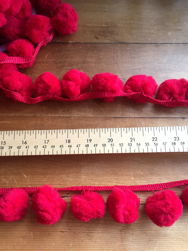 Jumbo Pom Pom Trim - 36mm - Red - Craftyangel