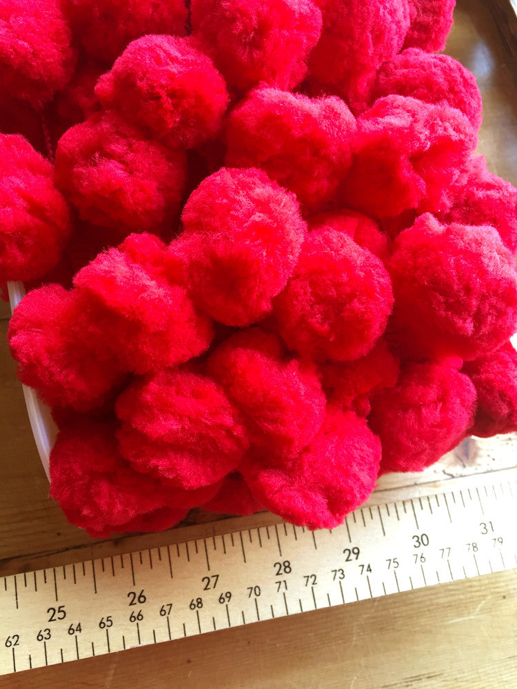 Jumbo Pom Pom Trim - 36mm - Red