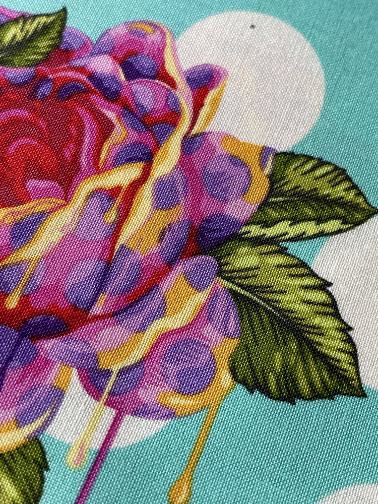 Curiouser and Curiouser - Painted Drippy Roses - Wonder (turquoise)