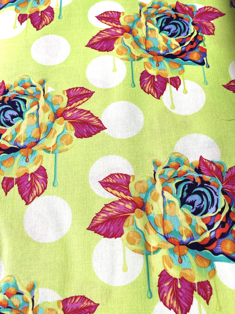 Curiouser and Curiouser - Painted Drippy Roses - Sugar (green)