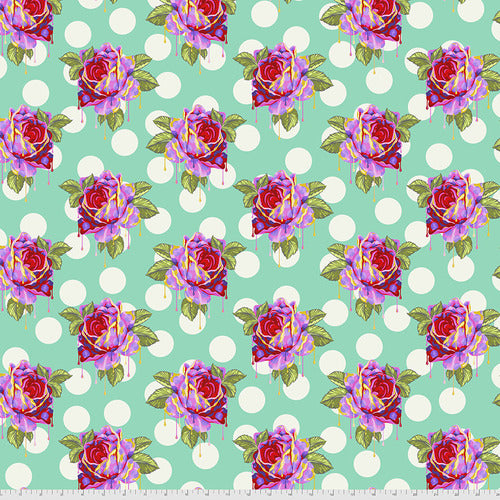 Curiouser and Curiouser - Painted Drippy Roses - Wonder (turquoise)