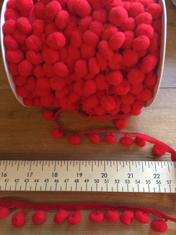 Pom Pom Trim - 15mm - Red