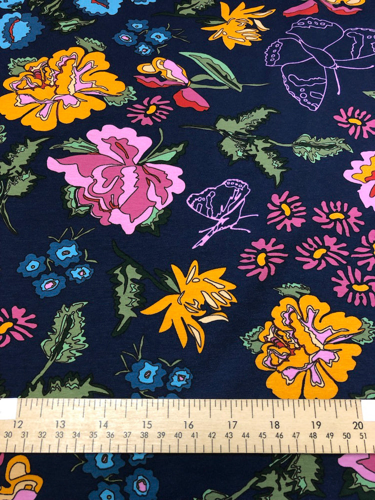 Nordic Garden Dream - Stauder - Blue - Jersey Knit - Craftyangel