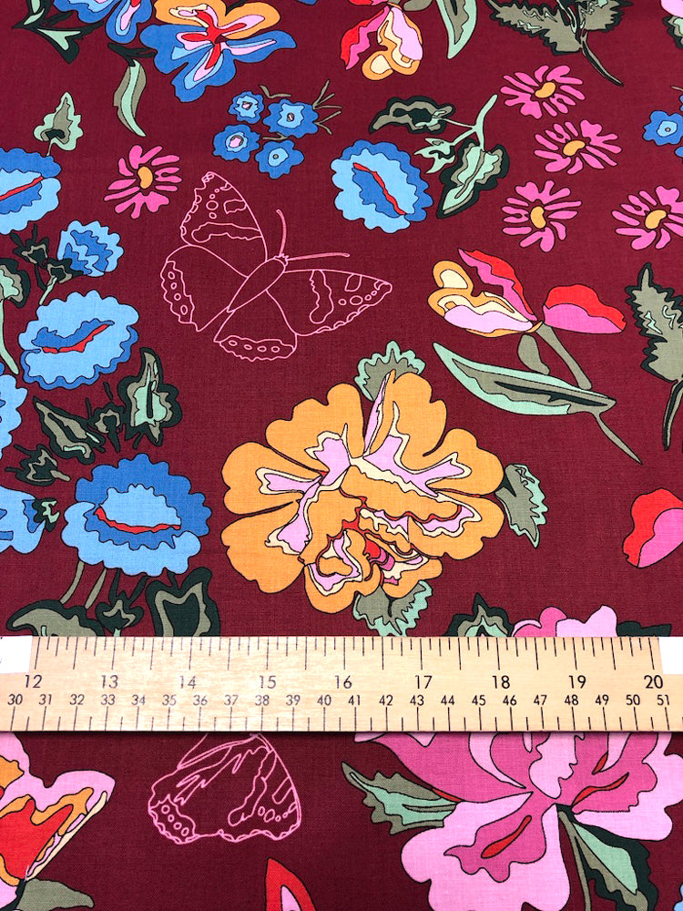 Nordic Garden Dream - Stauder - Red (Floral with butterflies) - Craftyangel