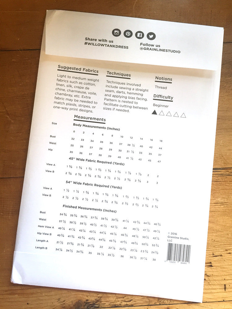 Grainline - Willow Tank dress pattern - Craftyangel