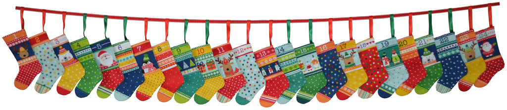 Advent Calendar mini stockings bunting - Novelty Xmas - panel - Craftyangel
