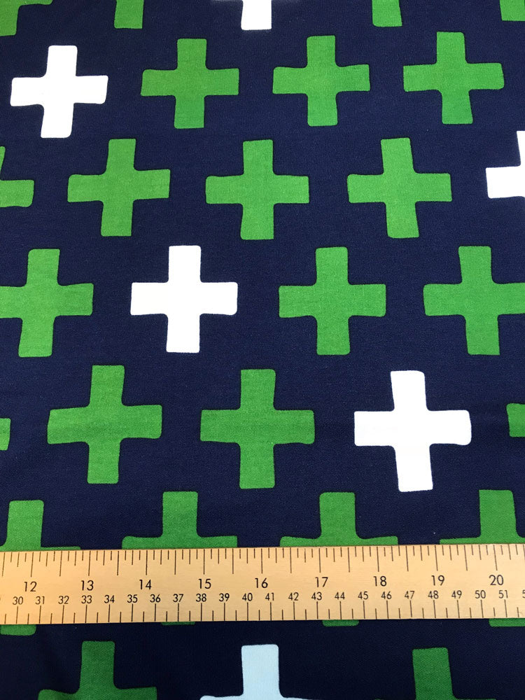 Cloud 9 Fabrics - Cross in Navy - Knit - Craftyangel