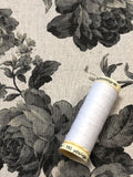 Linen - Floral Cream and Black - Craftyangel