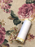Linen - Floral Cream and Pink - Craftyangel