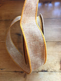 Faux burlap wired edge ribbon - 37 mm wide - Natural - Craftyangel