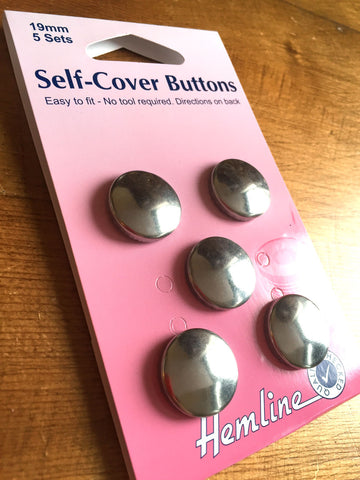 Self Cover Buttons - Metal - 22mm - Pack of 5