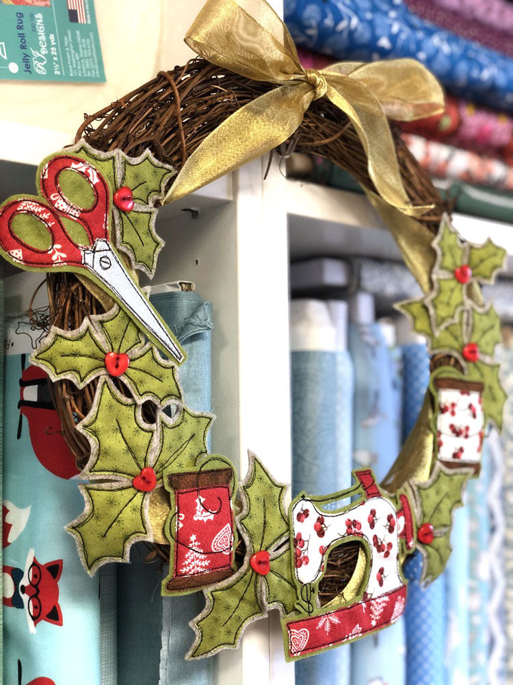 [1 space left] Xmas Sewing Wreath - Free Motion Embroidery workshop - with Sam Molloy [Sun 15th Dec 2.00-5.00pm] - Craftyangel