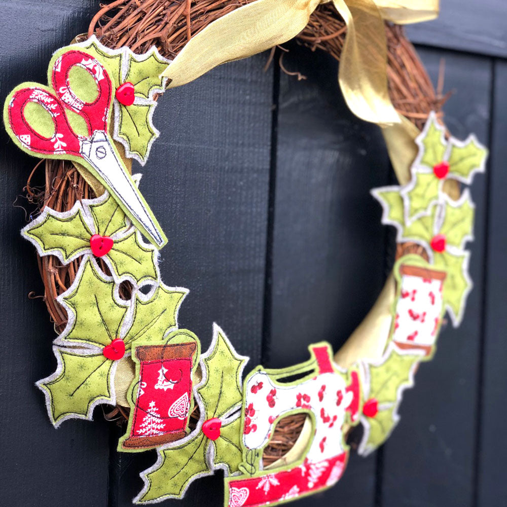 [1 space left] Xmas Sewing Wreath - Free Motion Embroidery workshop - with Sam Molloy [Sun 15th Dec 2.00-5.00pm] - Craftyangel